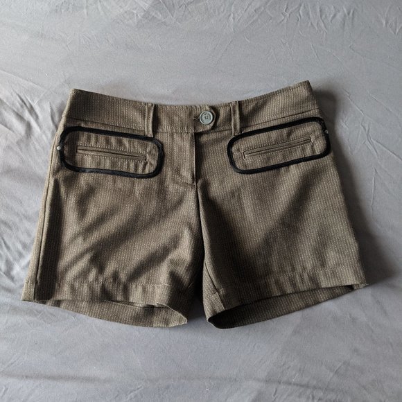 Emporio Armani Brown Pinstripe Dress Shorts Sz 10 - Picture 1 of 10